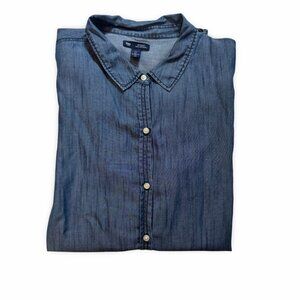 GAP Boyfriend Fit Chambray Denim Button-Down Shirt – Women’s Size L